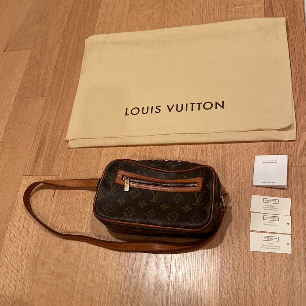 Authentic Louis Vuitton Pochette Cite Monogram Bag Purse Y2K Shoulder Bag Brown - Picture 3 of 17